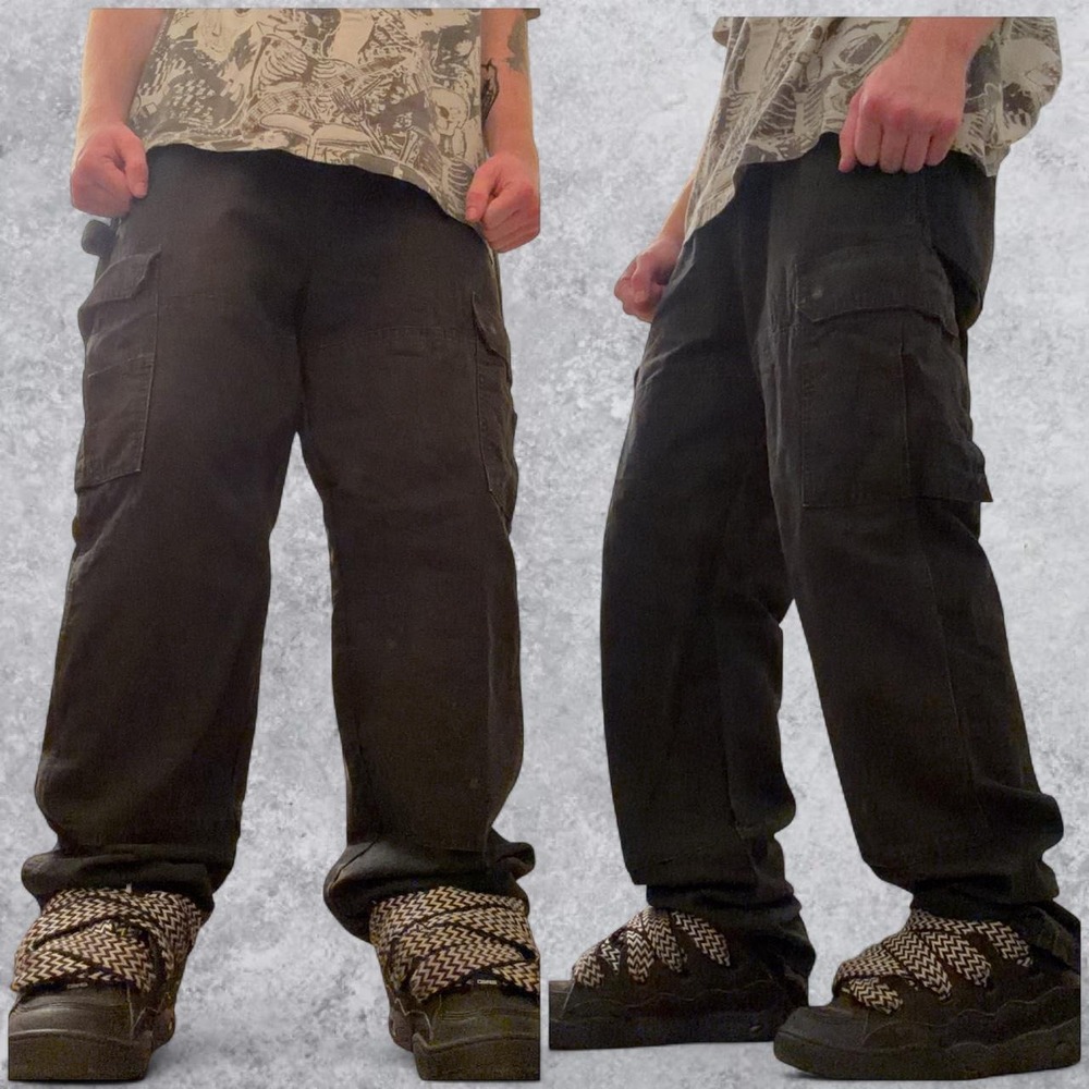 Vintage Wrangler Baggy Skater Grunge Carpenter Pants Black 34x32